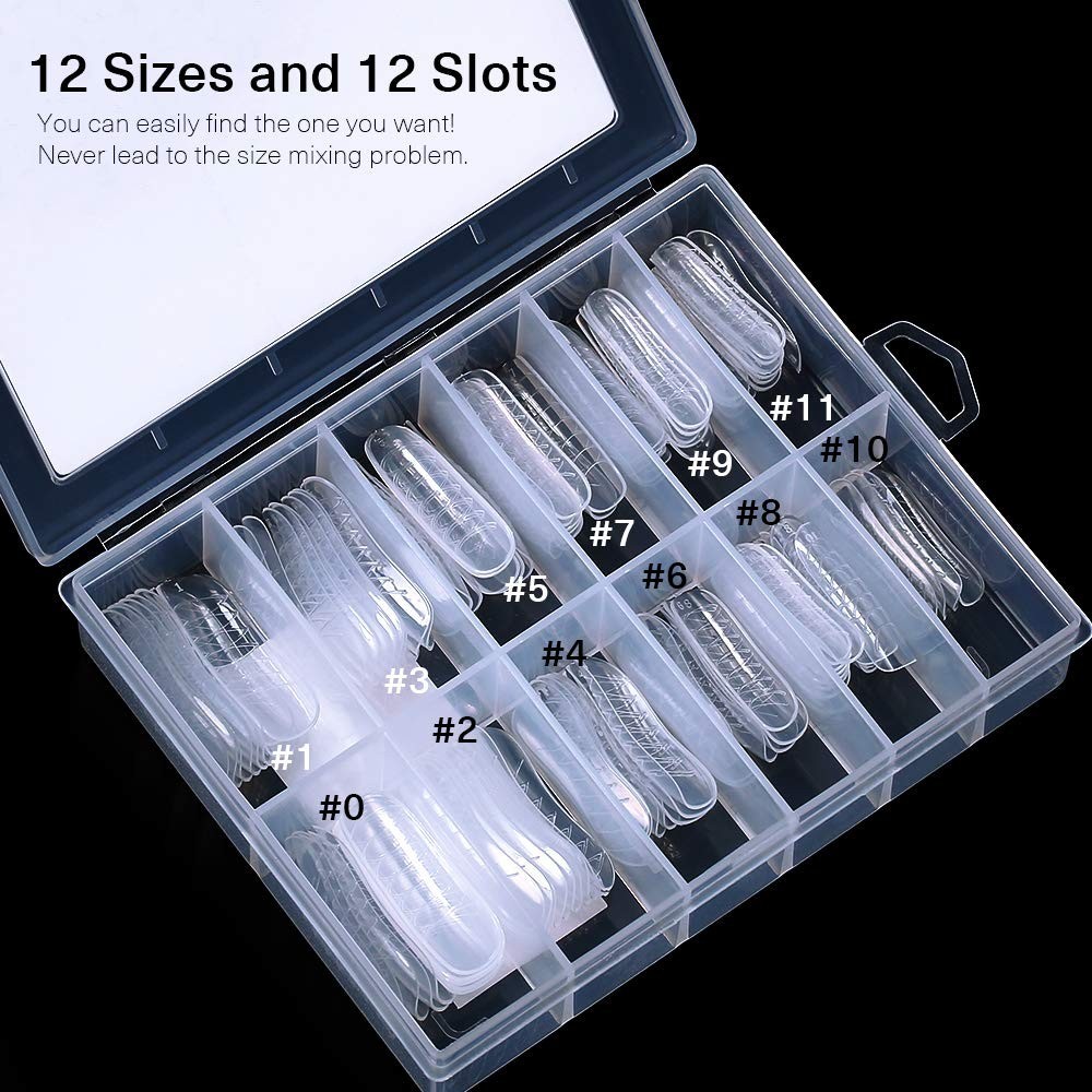 Professional Dual Nail Forms Set – 120 Clear Ballerina Tips for Easy Extension