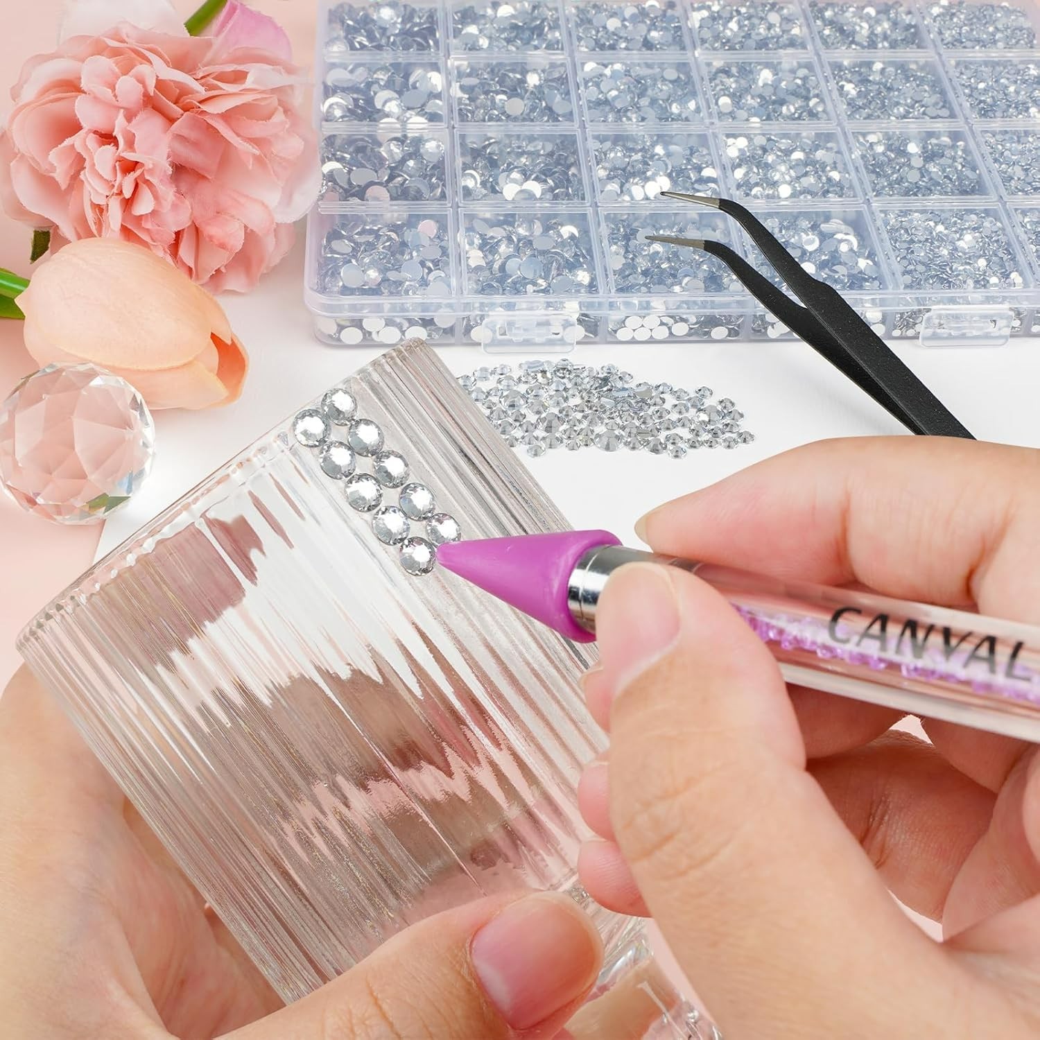 25000Pcs Resin Jelly Rhinestones for Crafting, Clear Flatback Gems, Bedazzlin…