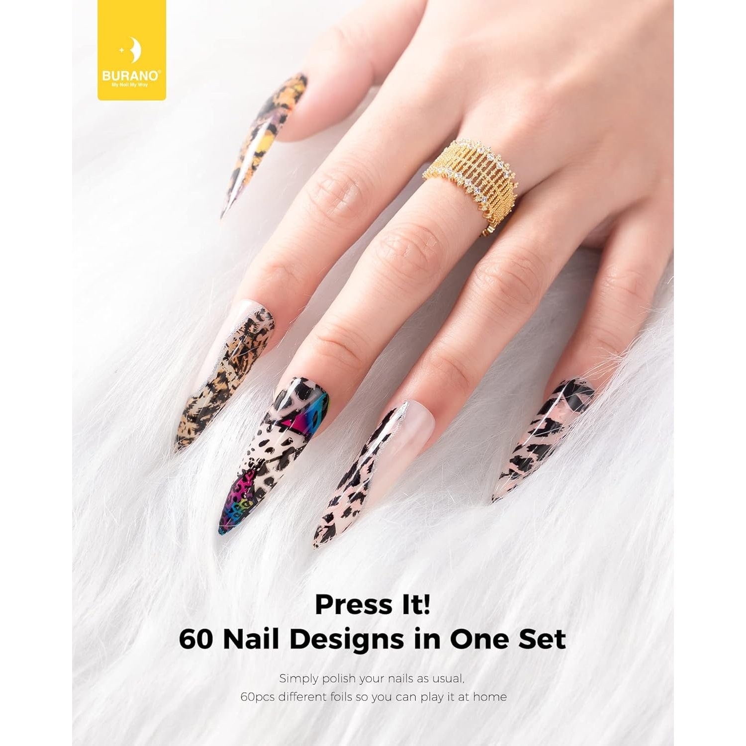 Nail Art Foil Glue Gel 5ML 2 Bottles with 60PCS Stickers for Salon Use