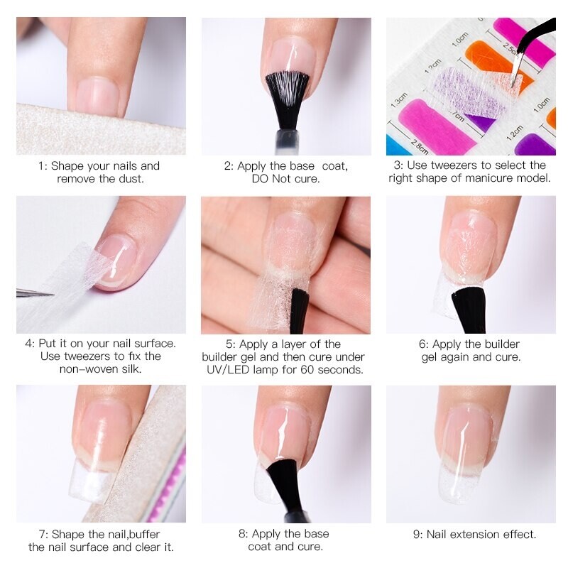 Non Woven Fiberglass Nail Silk Wrap Extension Nails Repair Precut Tip Fiber Gel