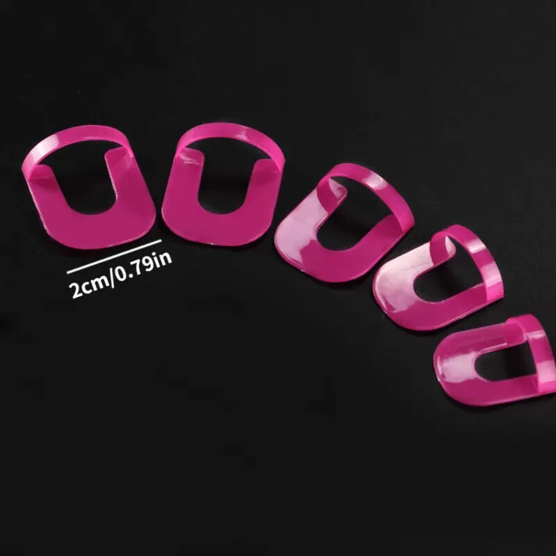 U Curve Shape Nail Protector Hot Pink Reusable Nail Art Tool 26 Pieces 10 Sizes