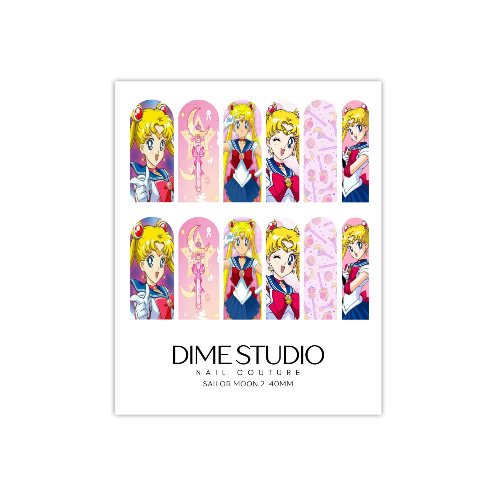 Pink Sailor Moon Anime Nail Decals 2 Water Transfer Nail Wraps