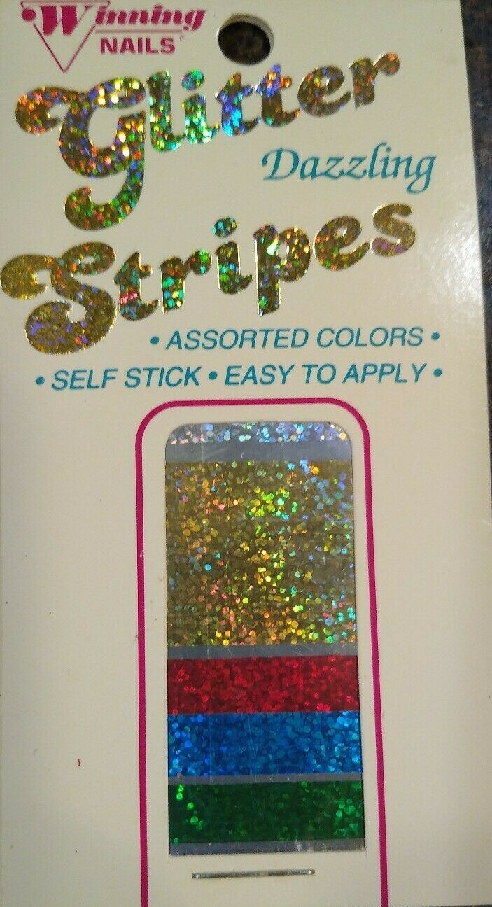 NEW Winning Nails GLITTER Stripes Dazzling assorted colors Gold Silver Red
