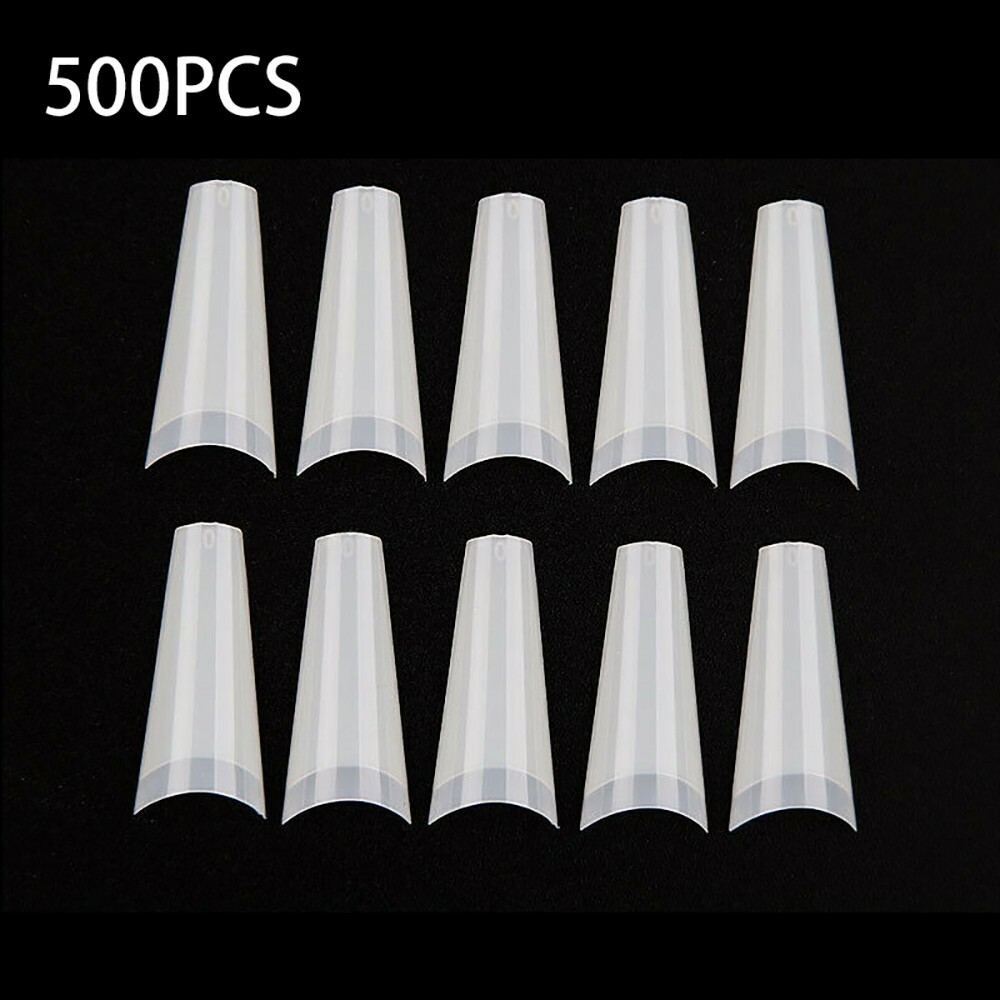 500/1000Pcs Half Cover Acrylic Gel Tip UV Gel Flat French Coffin False Nail Tips