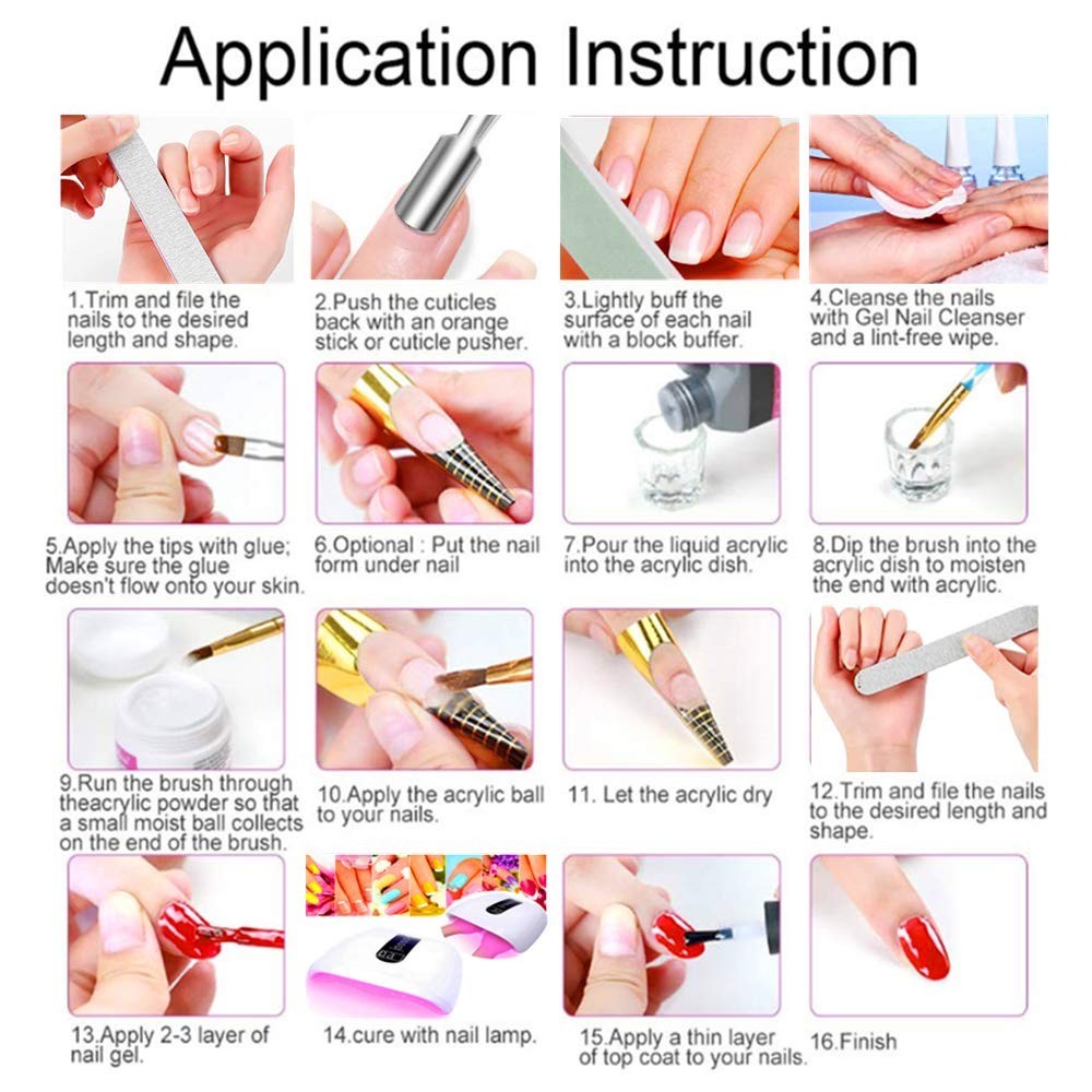Nail Kit Set Professional Acrylic with Everything, 12 Glitter Acrylic Powder …