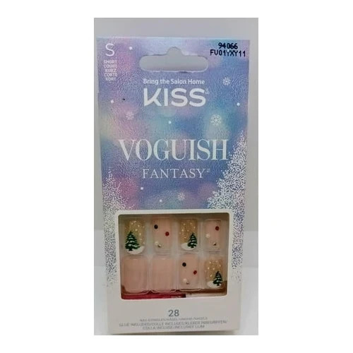 KISS Voguish Fantasy Press on Nails, I’ll be Home, Beige, Short Squoval, 28 Ct