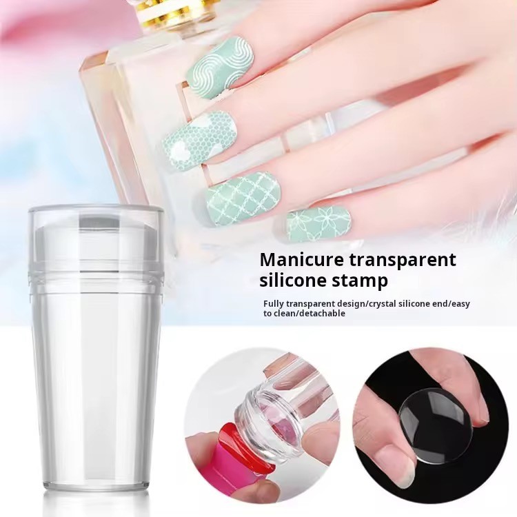 Silicone Head Nail Stamp Set with Scraper French Nail Art Template DIY Tool