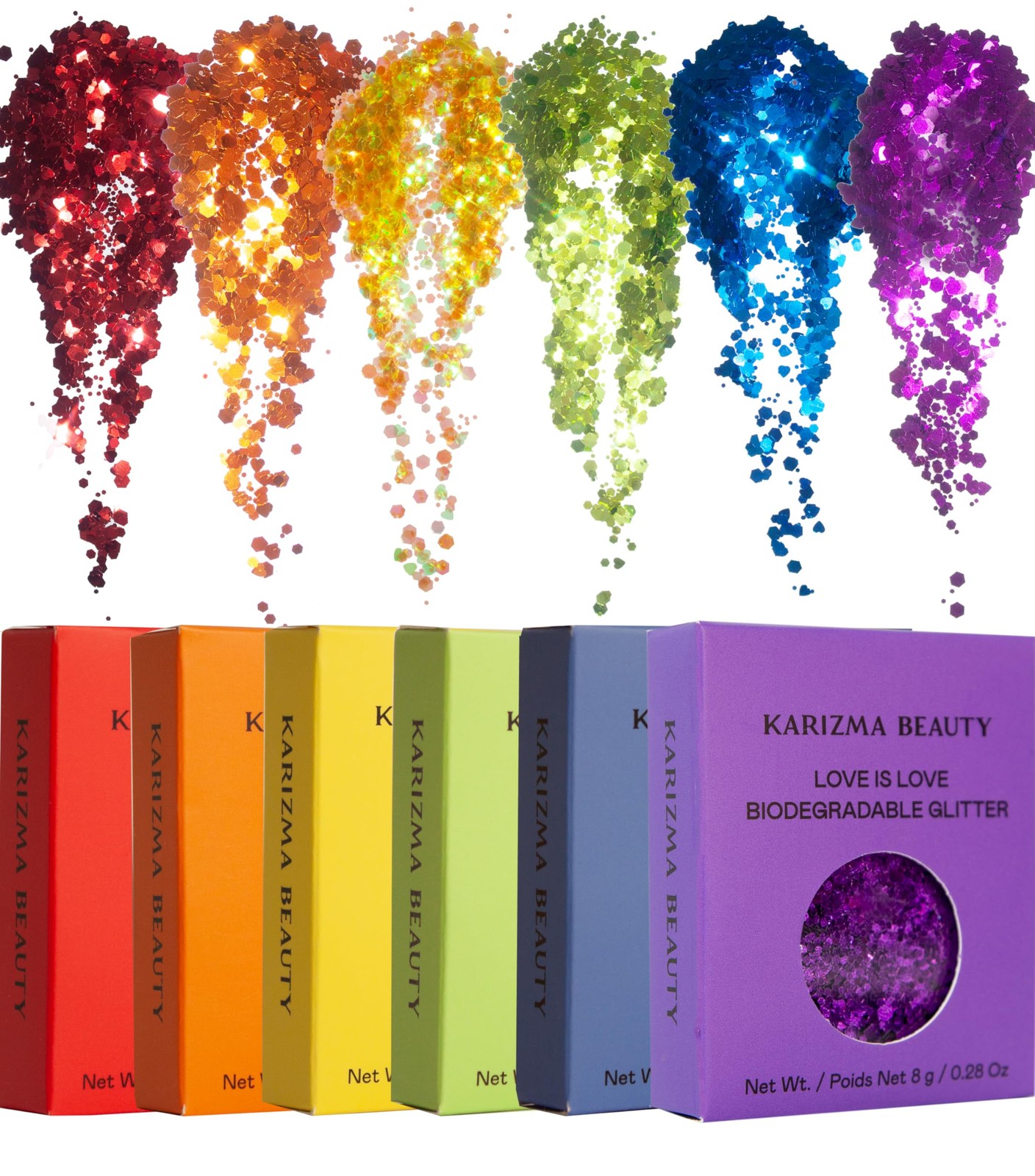 Love is Love. 6X 10g Chunky Face Glitter, Pride Rainbow, Hair Eye and Body Sp…