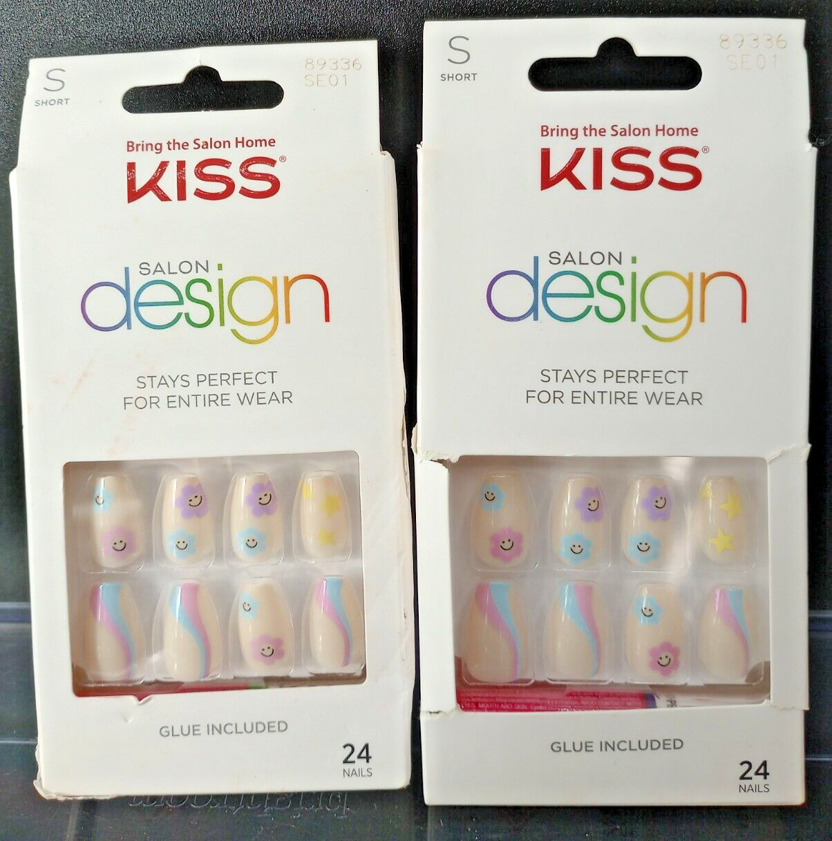 (2 Pack) KISS Salon Design Nails #Short – #89336 SE01 – 24 Nails Each Pack