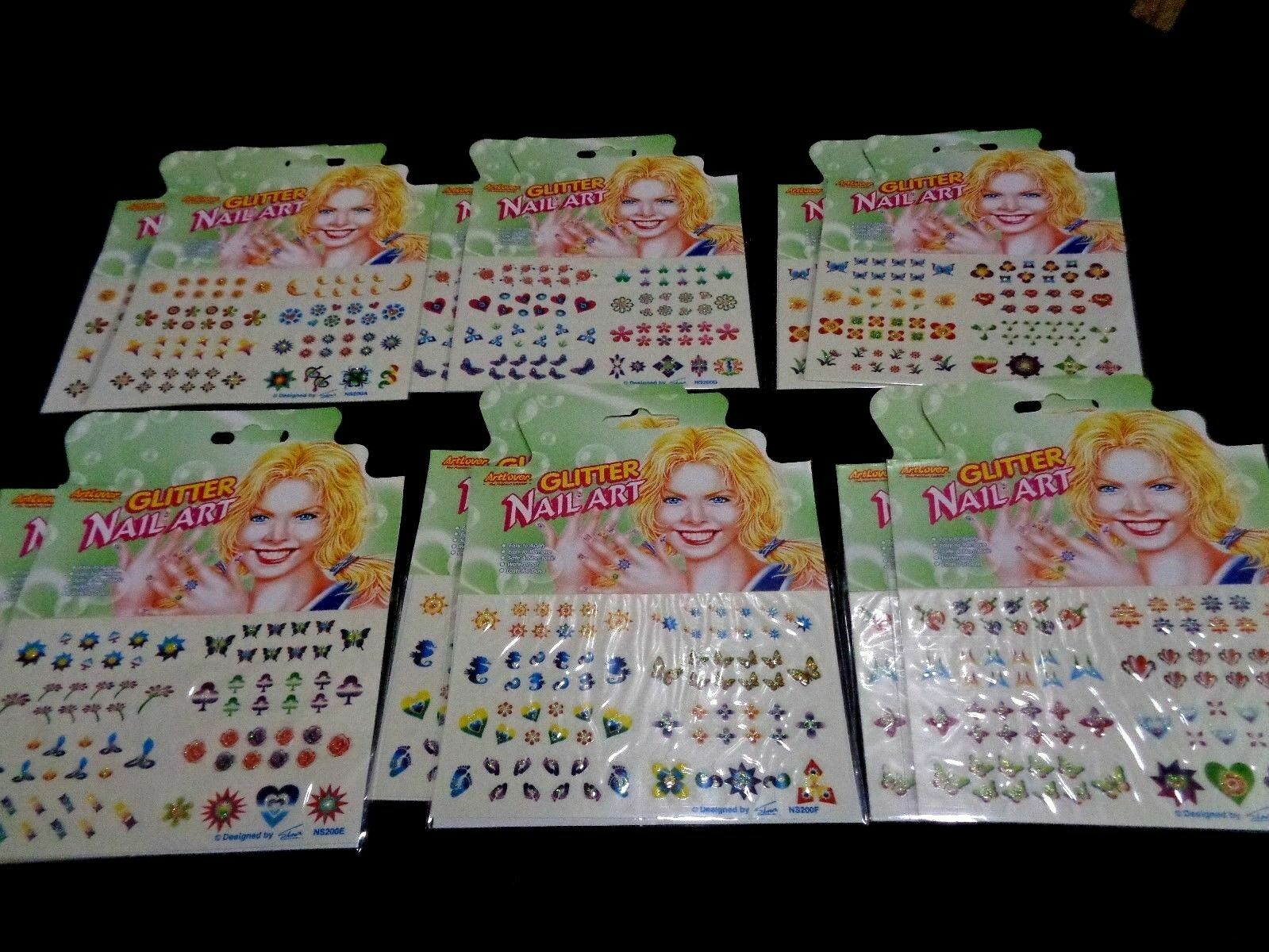 12 Sheets Lot Water Transfer Glitter Nail Art Stickers Manicure NEW USA Seller