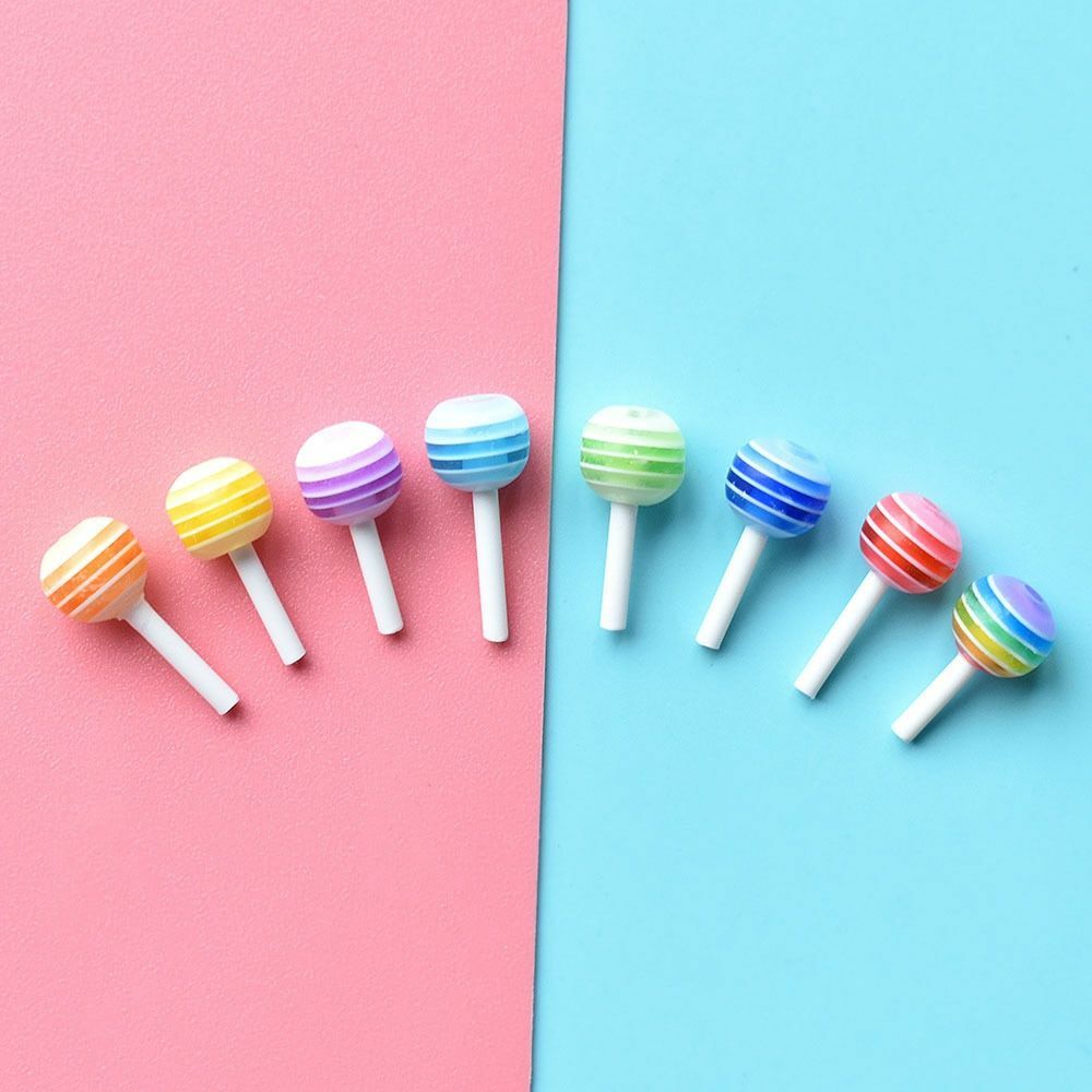 50pcs Lollipop Shape Charm Acrylic Resin Multi-Design Stud Manicure For Nail Art