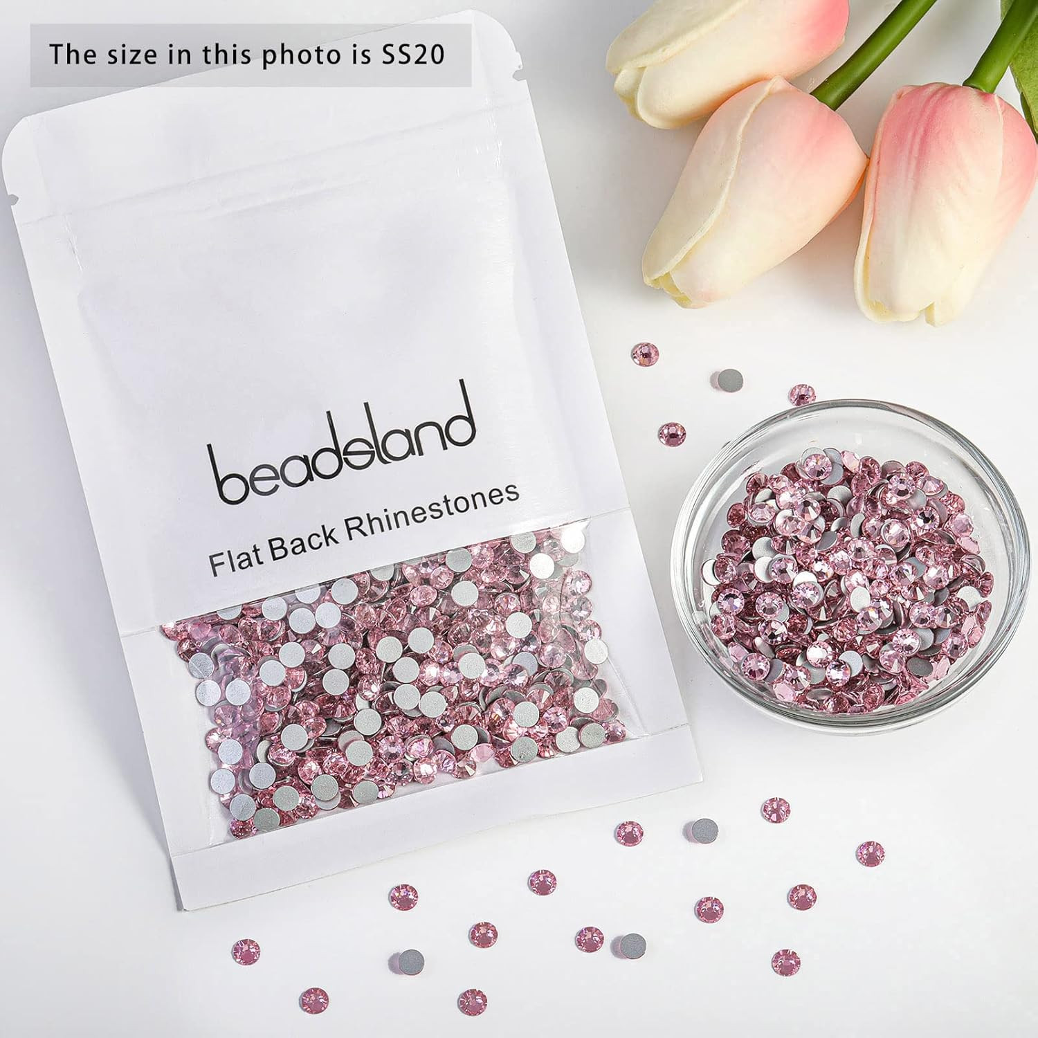 Flat Back Crystal Rhinestones round Gems for Nail Art and Craft Glue Fix, Light