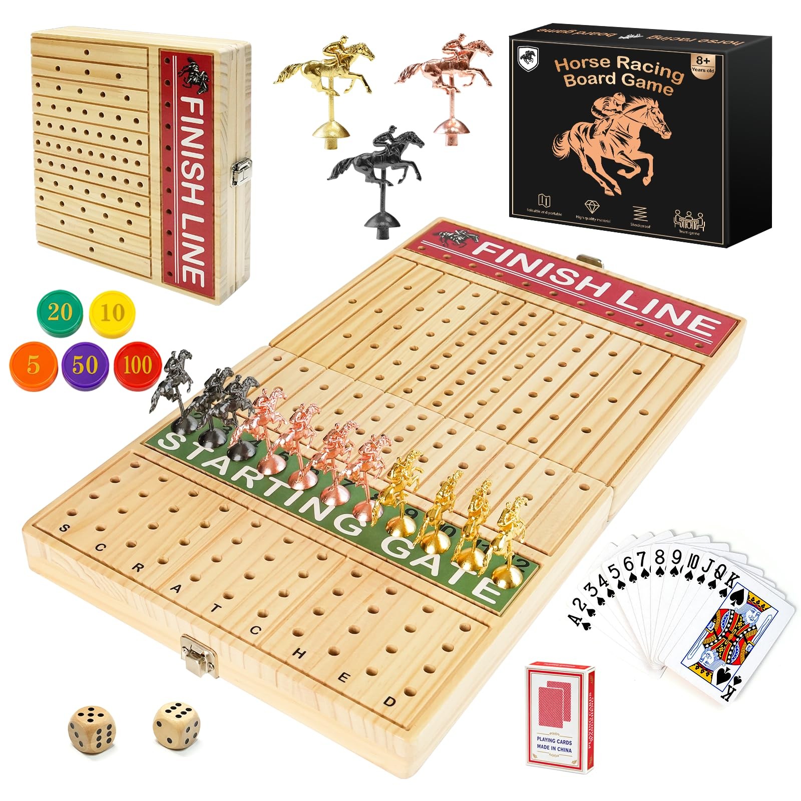 FUNNYB&G 21 inches Horse Race Board Game Foldable Large Large, Log
