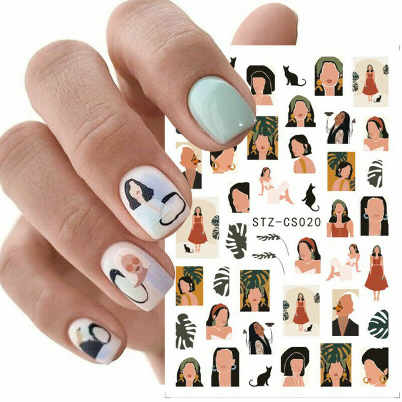 4Pcs Beauty Nail Art Stickers Decal Sexy Girl Lipstick Rose Fruit Letter NS7