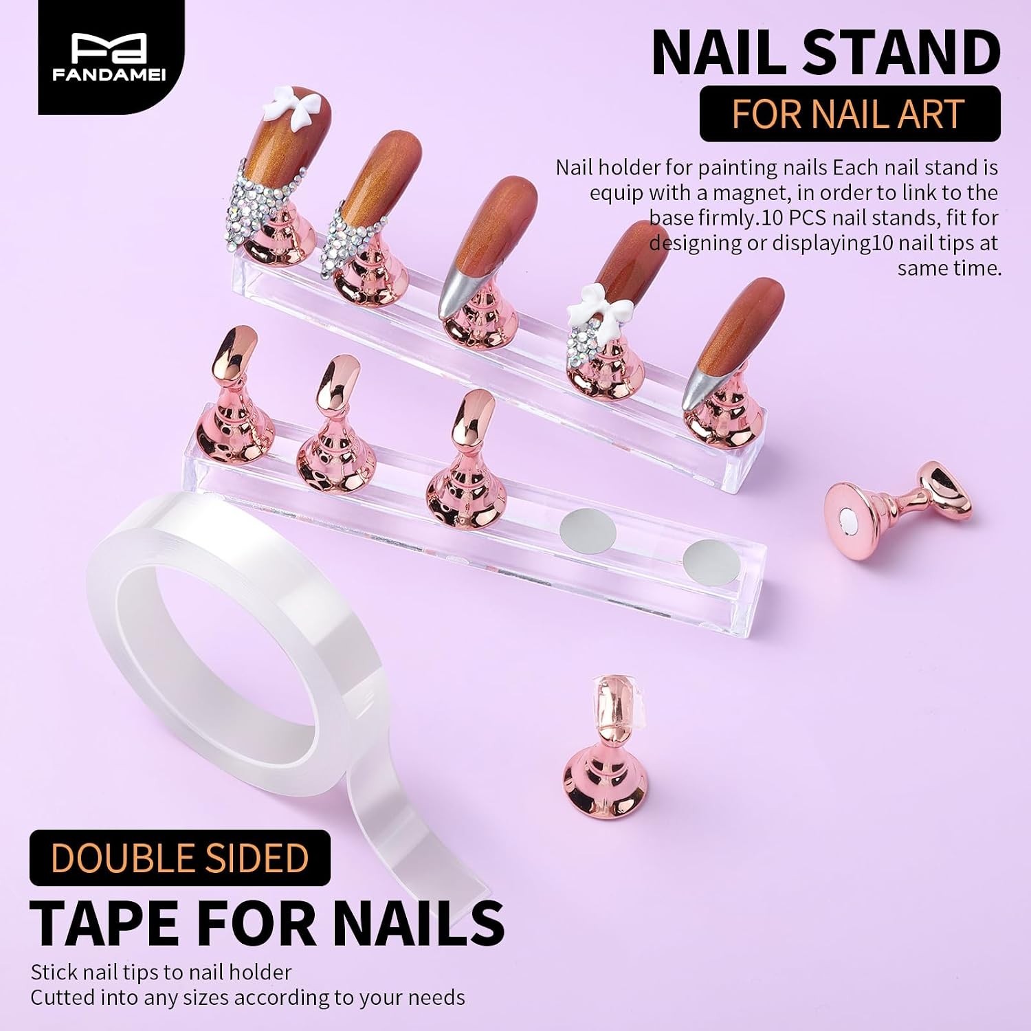 Nail Art Tools, Acrylic Nail Brush, Nail Stand, Nail Gems And Rhinestones, Na…
