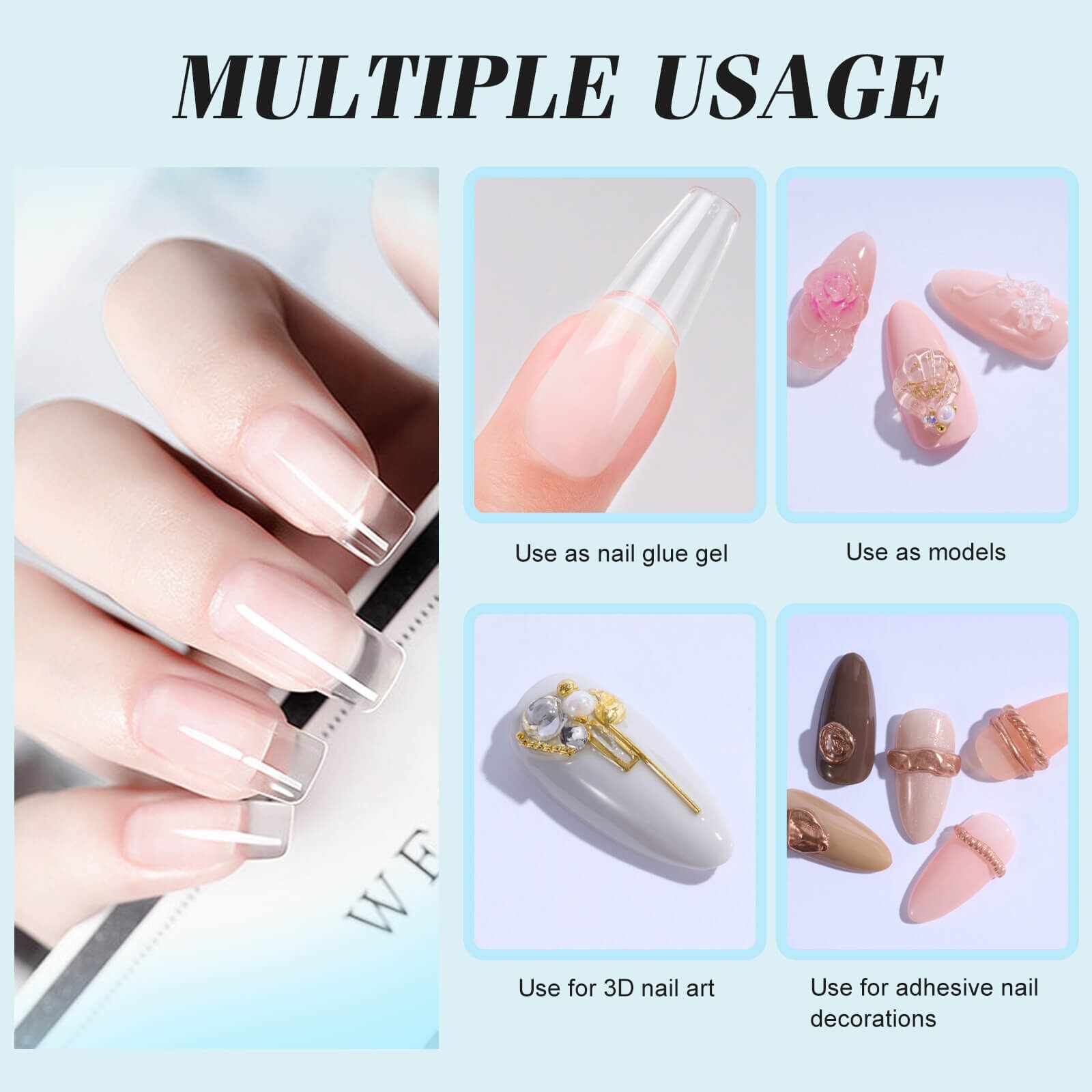 Vanfa Solid Nail Tip Gel Glue for Press on Tips, Soft Gel Tips, 3D Modeling 15g