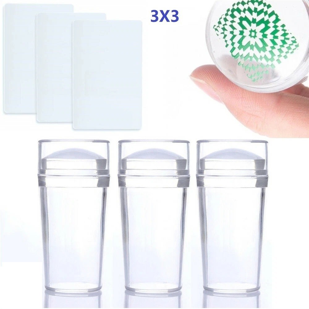 3pcs/set Clear Jelly Silicone Nail Art Stamper Scraper DIY Nail Art Stamper Tool