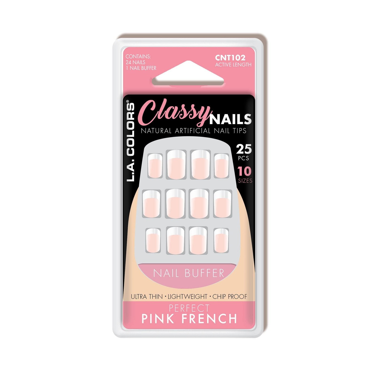 L.A. COLORS Glossy Nails, Pink, French Tip