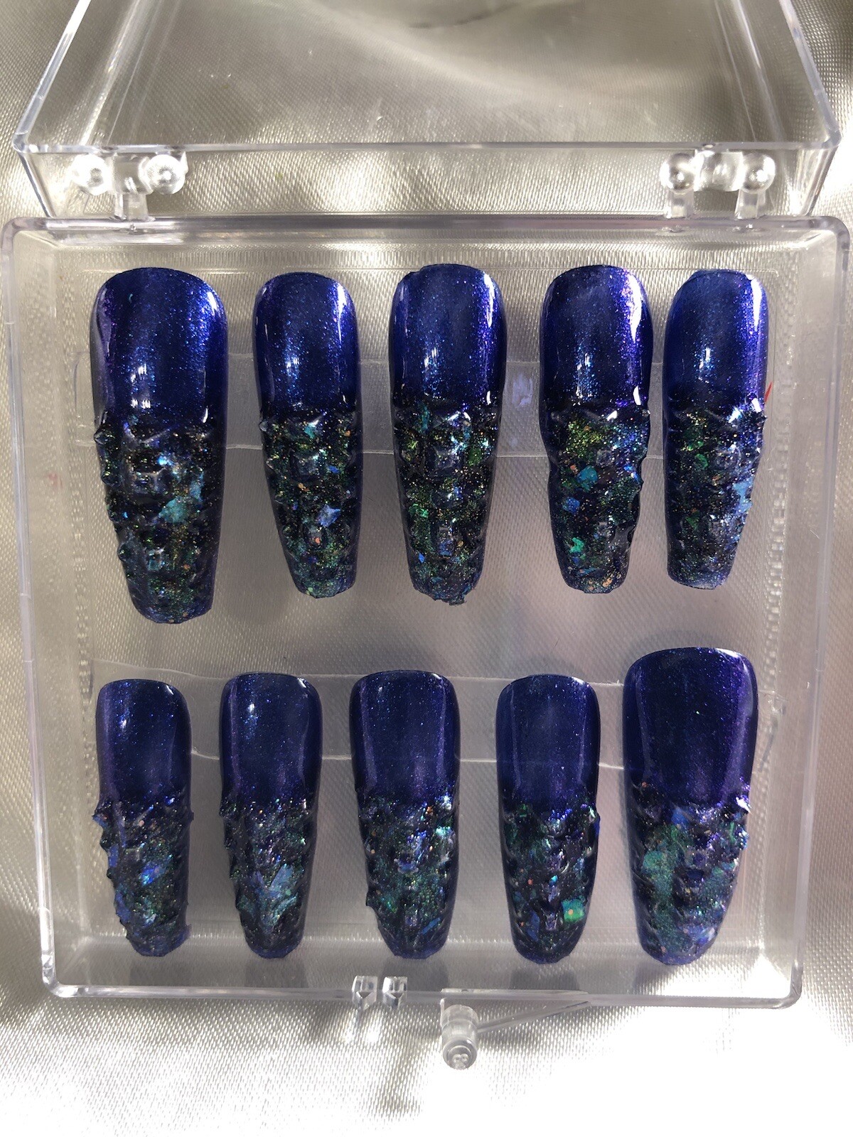 Z CLAWZ! Unique Set Of Stained Glass/Gator, Custom, Homemade Press On Nails