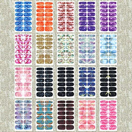 20 Sheets Marble Nail Polish Stickers – Peel & Stick Nail Marble Design-1