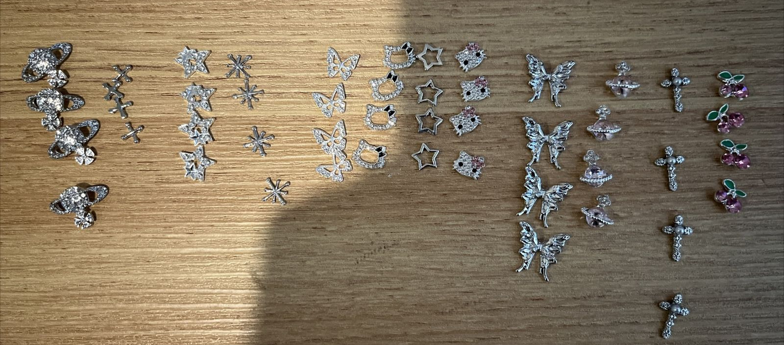 52PCS 3D Nail Charms & Gems Y2K Butterfly, Cross, Star, Planet, Cherries NEW