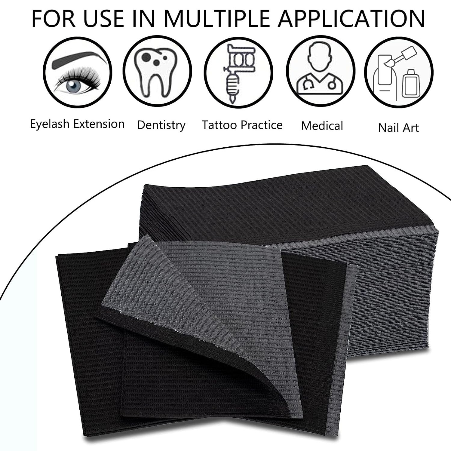 Nail Table Mats Disposable Nail Art Paper Towels,50PCS Black Waterproof 3 Ply Na