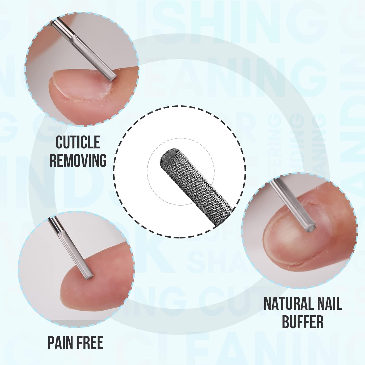 Nail Drill Bits:3/ Safety Tungsten Carbide Cuticle Remover Drill