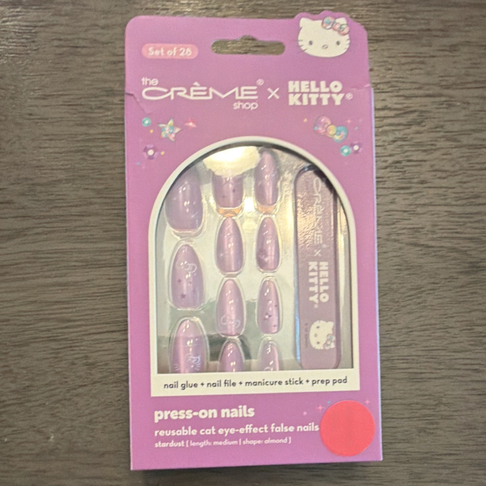 The Crème Shop x Hello Kitty Cat Eye Purple Almond Press-On Nails Set Of 28
