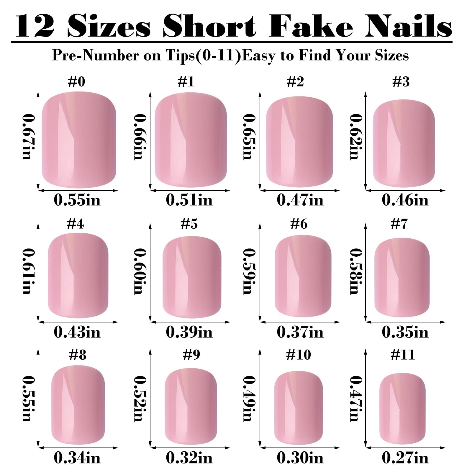 240pcs Short Press on Nails Full Cover Short Square Glossy Pink Fake Nails