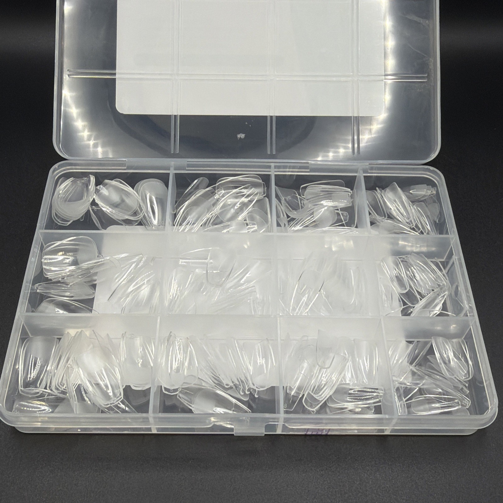 ETCH-X NAIL TIPS 288pcs 12 Sizes, Full Cover -half Matte Coffin Short B