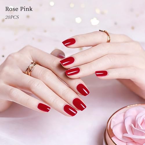 Semi Cured Gel Nail Strips (), 20 Gel Nail Stickers Work with Any Rose Pink