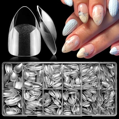 600pcs Short Stiletto Nail Tips, Full Cover Clear Soft Gel Nail Tips Stileto