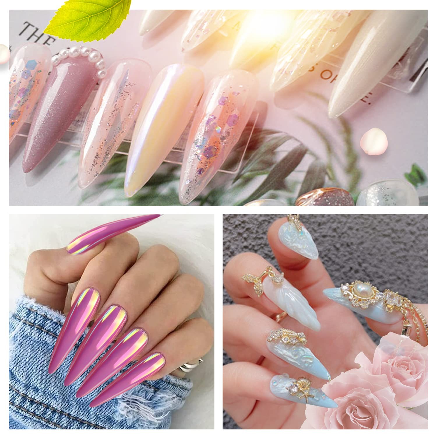 600PCS No C Curve Stiletto Nail Tips, XXXL Extra Long Stiletto Full Cover Nai…