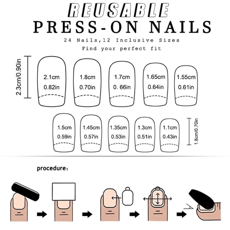 24 Pieces Flower Press on Nail Short Glittering on Nail Glossy False Nail