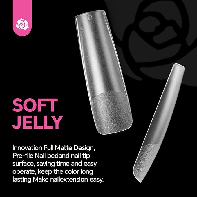UNA GELLA 120pcs XXL Full Square Gel Tips – Clear, Matte Straight