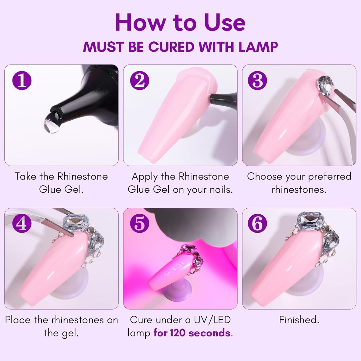 Rhinestone Glue for Nails 12PCS 30ML Super Strong Gel Adhesive for Nail Art a…