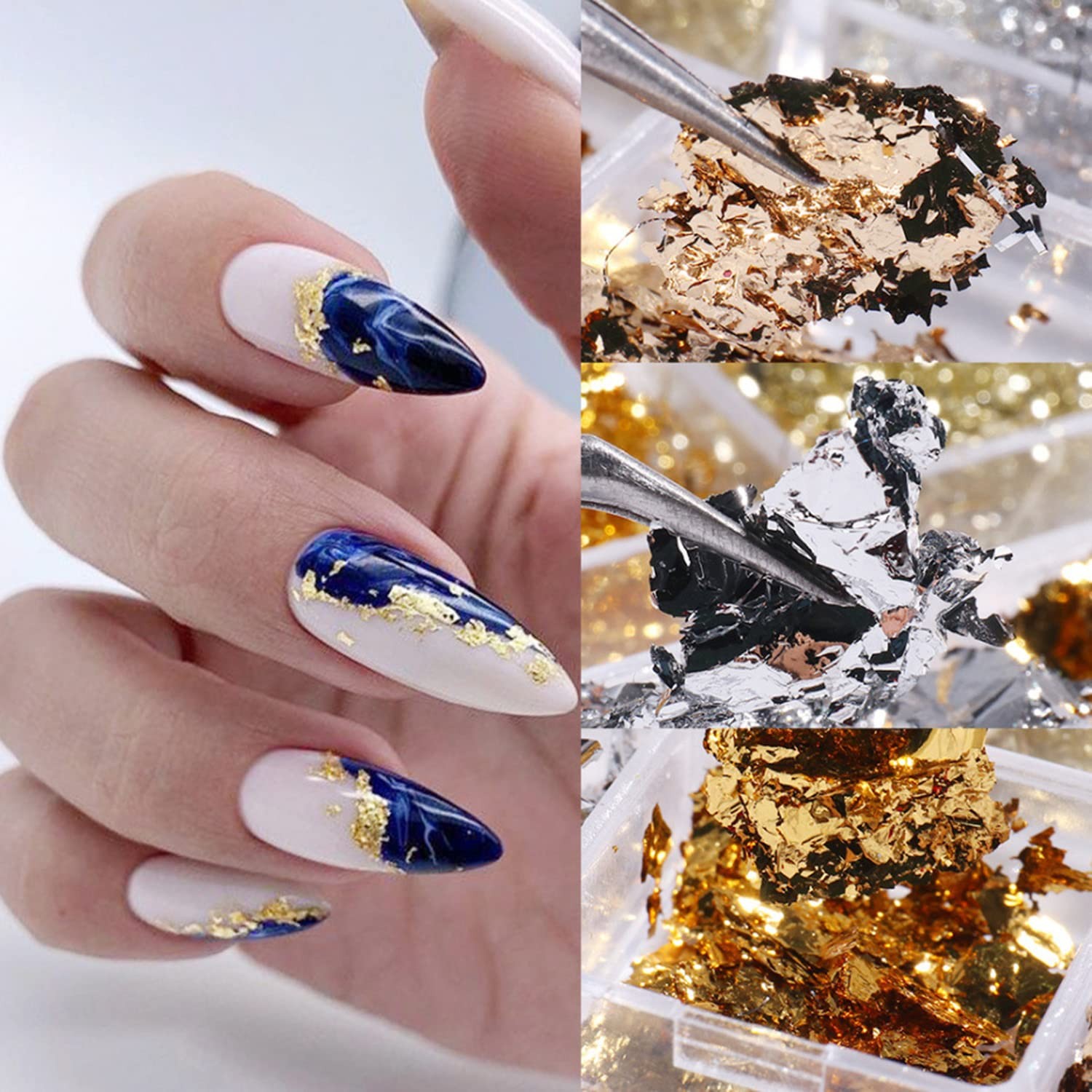 12 Colors Holographic Nail Foil Flakes – Sparkly Glitter for 3D Nail Art DIY