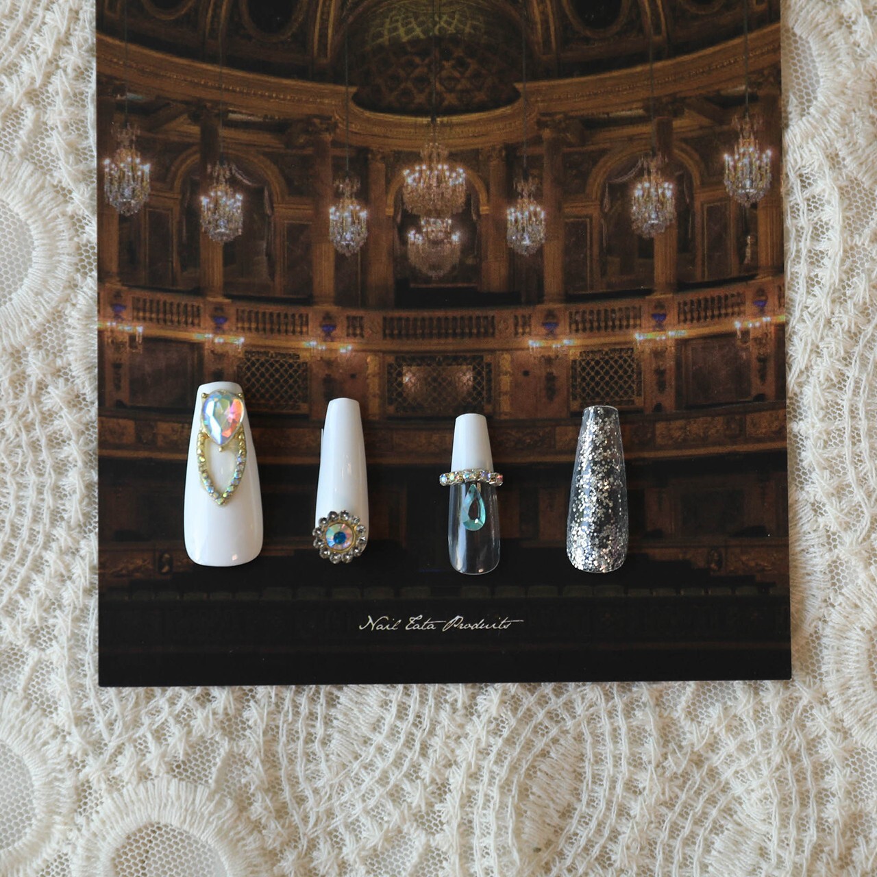15Pcs White Lover Press on Nail Art By Handmade