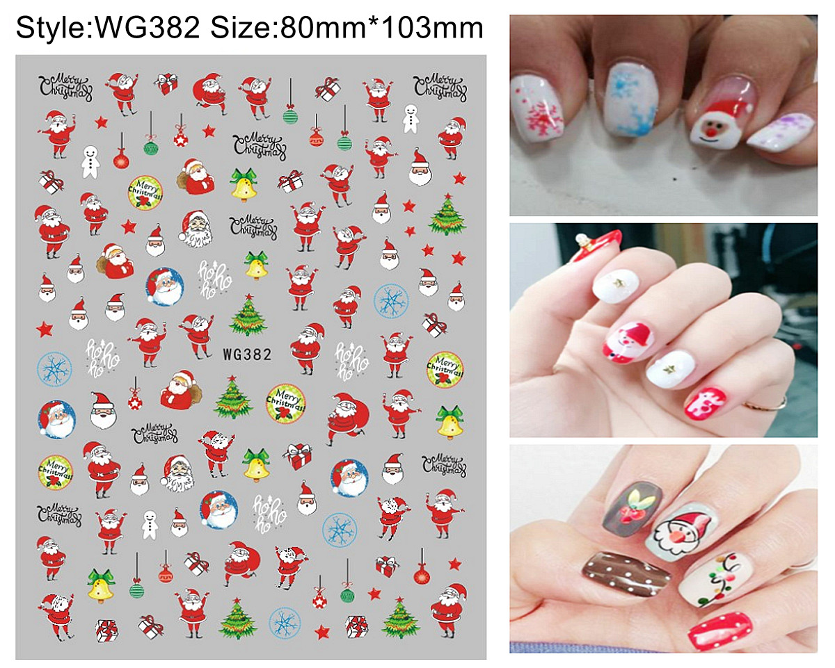 Santa Tree Snow Nail Sticker Christmas Reindeer Snowman Polar Bear Penguin