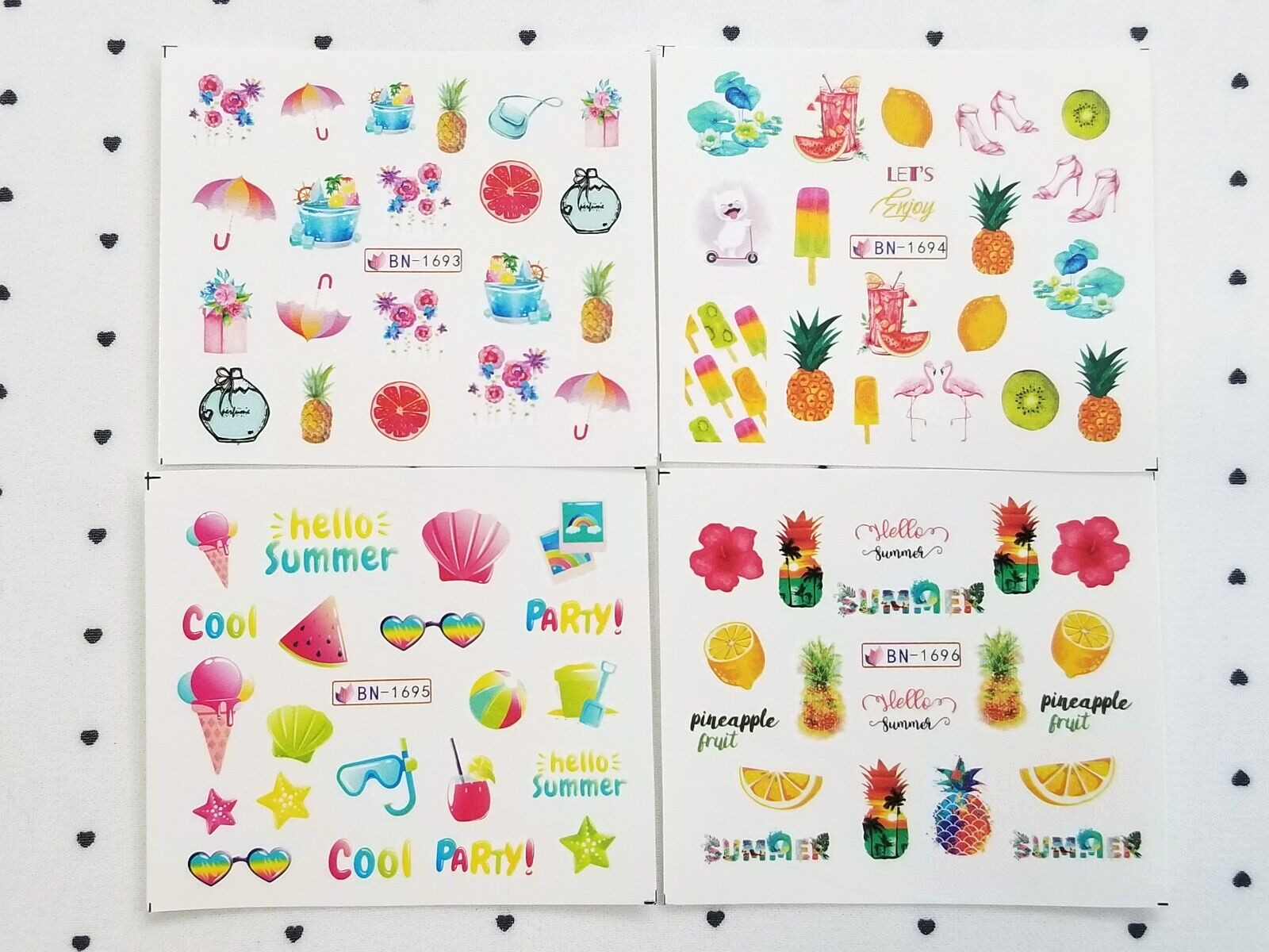 Summer Beach Plum Tree Nail Art Water Transfer Decals Sticker Small 12 Sheets