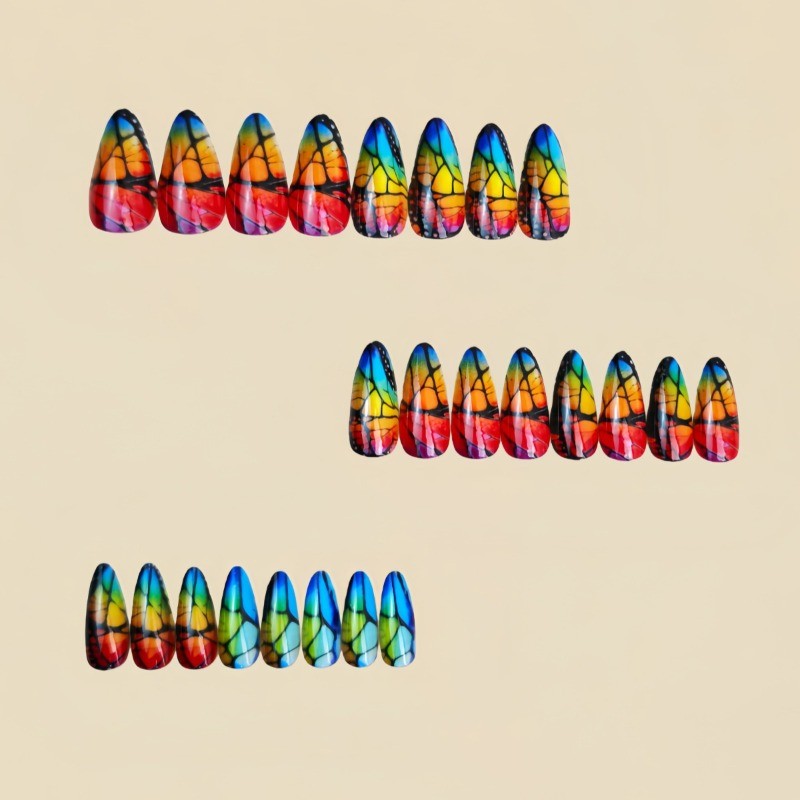 48 Pieces of Multi-color Fashionable Round Head Almond Simple Wearing Nail Art