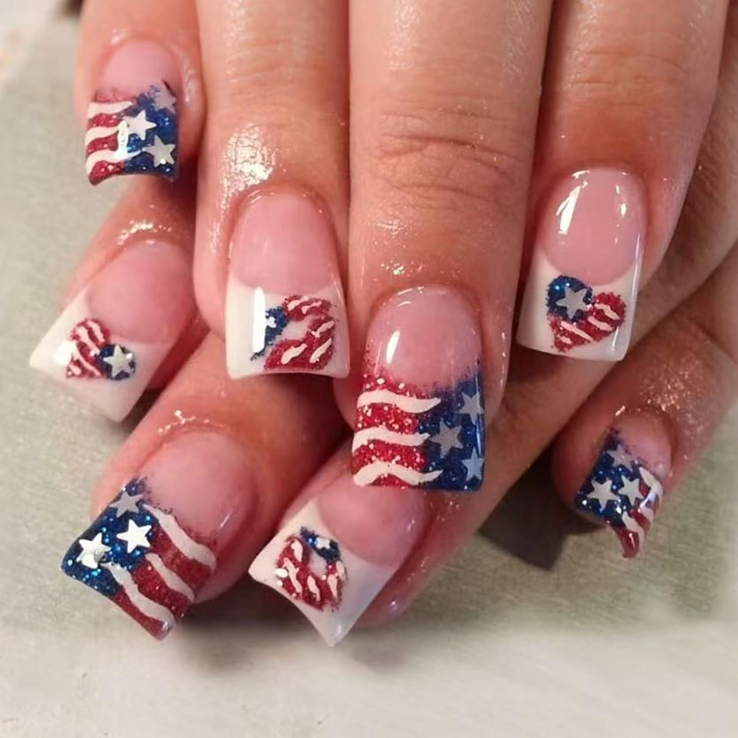 Gold Press on Nails Short Square Nude Fake Nails with Chrome Gold Foil Leaf Desi