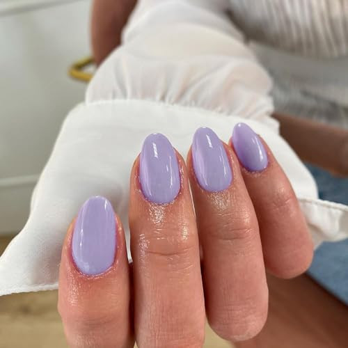 Lilac Press on Nails Short Oval Round Nails Glue on, Light Purple oval lilac