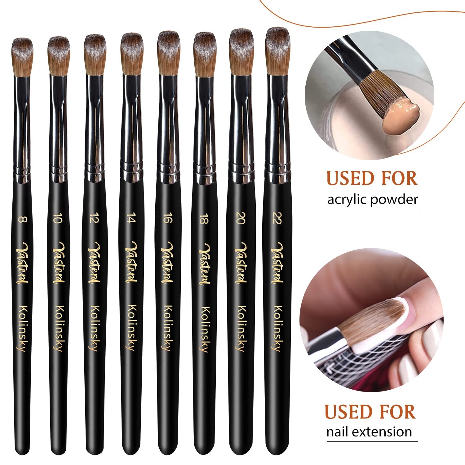 100% Kolinsky Acrylic Nail Brush Size 10 – Oval Crimped Wooden Handle for Nail A