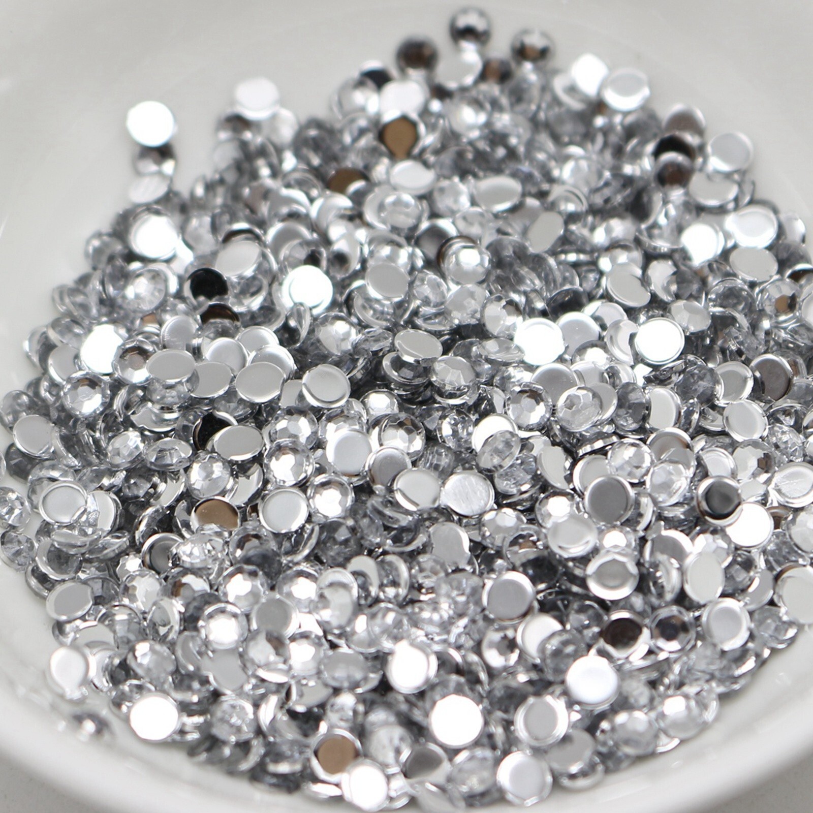 2000 Clear Acrylic Faceted Round Flatbacks Rhinestone Gems 3mm 12ss Nail Art