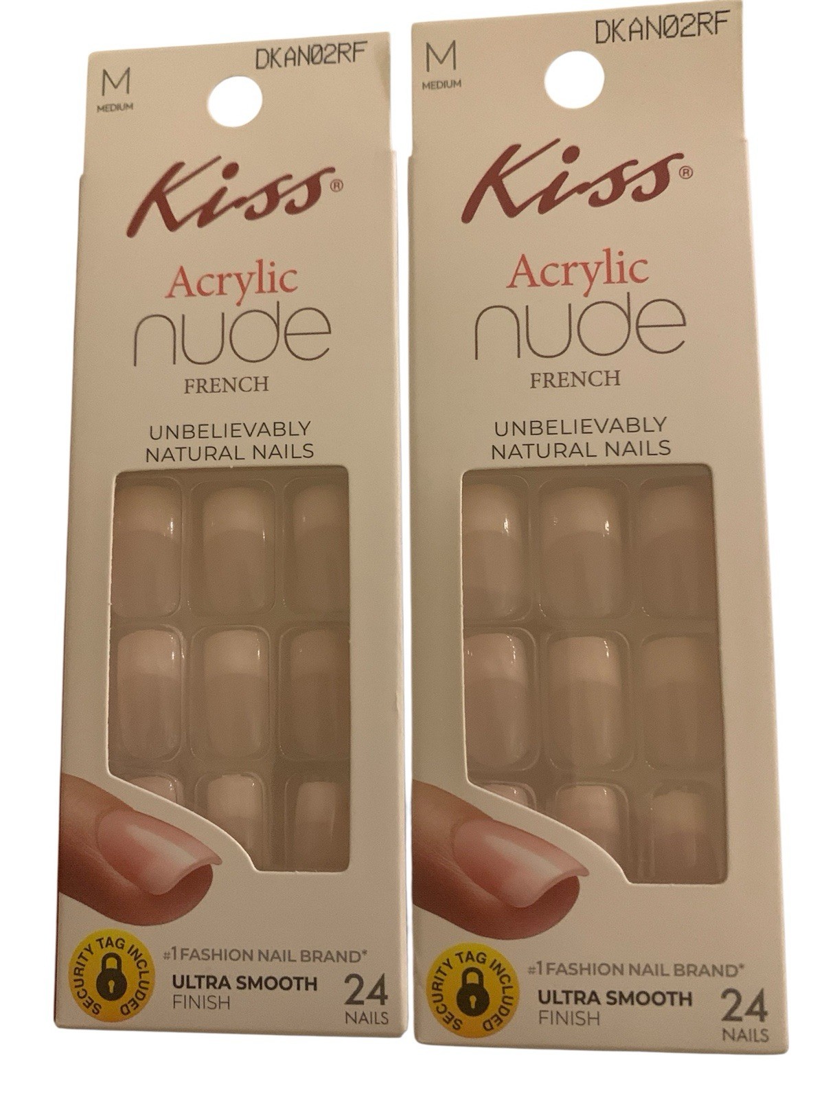 Kiss Acrylic Nude French 24 Nails Medium Unbelievable Natural Ultra Smooth