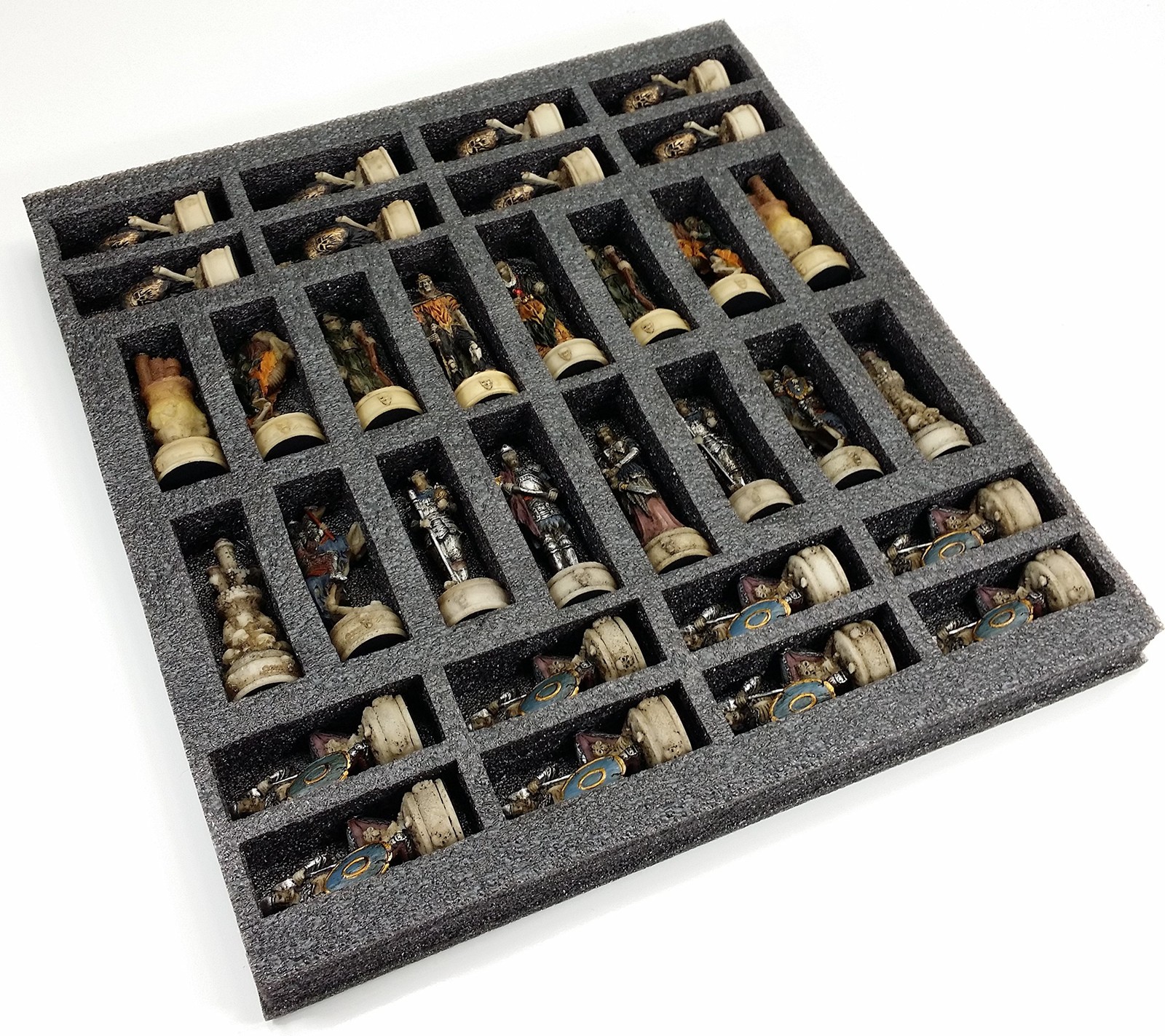 Skeleton Slayer Gothic Skull Chess Set W/High Gloss Dark Walnut & Birdseye…