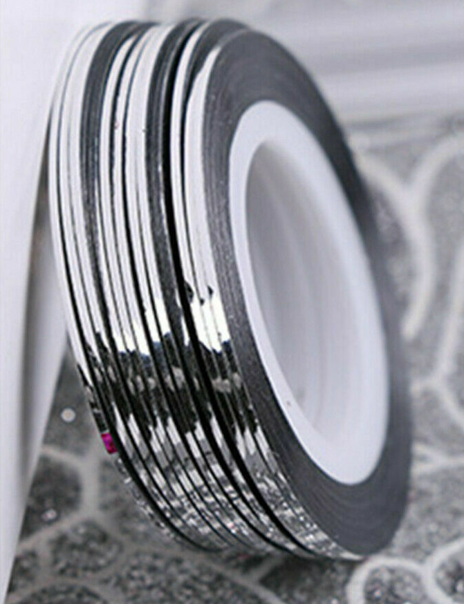 Silver Nail Striping Tape Nail Art Self Long Lasting PVC Easy Apply Stylish Roll