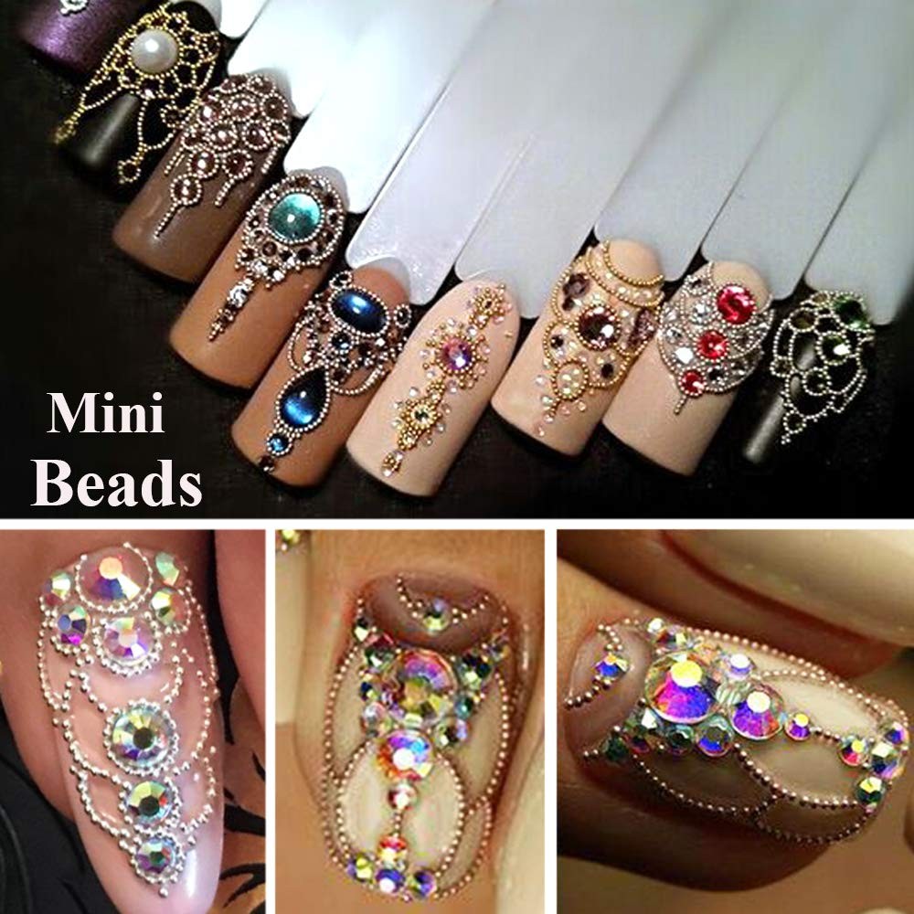 3D Mixed Sizes Nail Art Studs Gold Silver Mini Metal Caviar Nails Beads Nail …