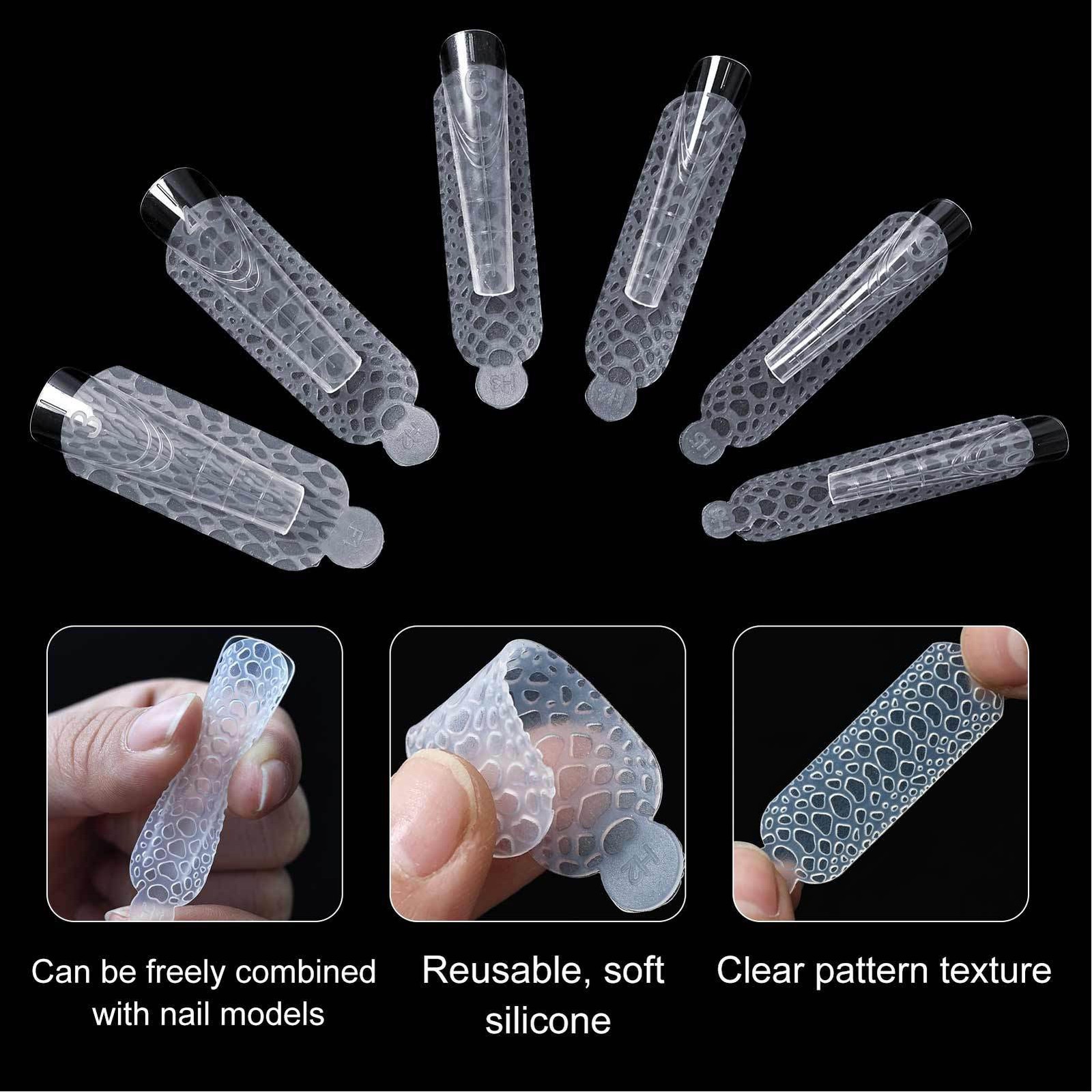 1-24pcs 3D Nail Art Silicone Mold Reusable Stereo Printing For DIY